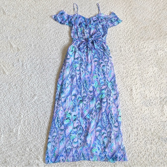 Lilly Pulitzer Zadie Cold Shoulder Maxi Dress, Coastal Blue, Tails of the Sea M - Picture 2 of 13